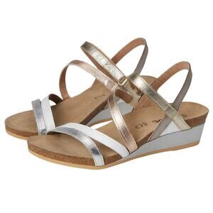 Naot Womens Hero Wedge Sandal US 11 EU 42 Silver Hook Loop Closure Leather NWOB